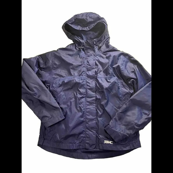 Navy Blue Serac Lightweight Raincoat Medium Preppy Back To School - Picture 1 of 7